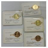 Lot of 5 Franklin Mint Collectors Society medals