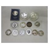 Lot of 13 .999 silver and sterling silver rounds