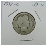 1892-O Barber quarter G