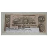 1862 $10 Confederate note, Richmond VA,