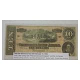 1864 $10 Confederate note, Richmond VA,