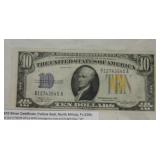 1934-A $10 silver certificate, gold seal, North