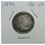 1896 Barber quarter AU50