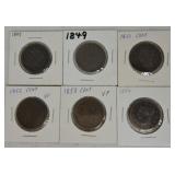 Large cents: 1847, 1849, 1851, 1852, 1853, 1856