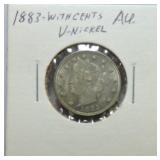 1883 Liberty nickel, W/C AU