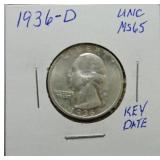 1936-D Washington quarter MS65