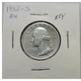 1932-S Washington quarter AU