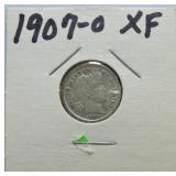 1907-O Barber dime XF