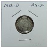 1912-D Barber dime AU50