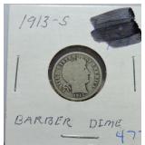 1913-S Barber dime