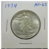 1934 Walking Liberty half MS63