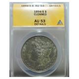 1894-S Morgan dollar ANACS AU53 details,