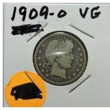 1909-O Barber quarter VG