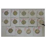 Lot of 14 - 1941 BU Washington quarters with