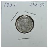 1907 Barber dime AU50