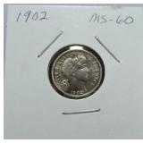 1902 Barber dime MS60