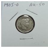 1905-O Barber dime AU50