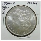 1884-O Morgan dollar MS64, double 