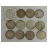 Lot of 12 Peace dollars