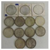 Lot of 13 Morgan dollars