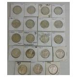 Lot of 19 AU/BU Walking Liberty halves,