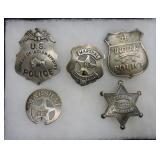 Lot of 5 badges: US Burea of Indian Affairs