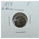 1859  Seated Liberty half dime F