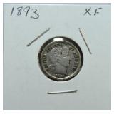 1893 Barber dime XF