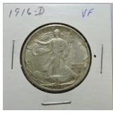 1916-D Walking Liberty half VF