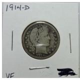 1914-D Barber quarter VF