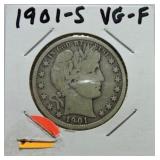 1901-S Barber half VG/F