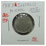 1883 shield nickel unc