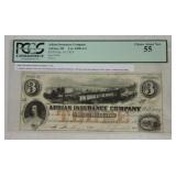 1853 $3 Adrian Insurance Co Adrian MI, PCGS 55