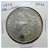 1878 Morgan dollar MS62, doubling Liberty