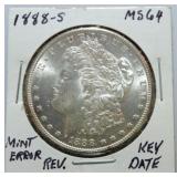 1888-S Morgan dollar MS64, doubling on reverse