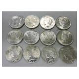 Lot of 12 BU 1922 Peace dollars