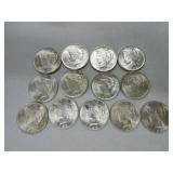 Lot of 13 BU Peace dollars