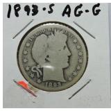 1893-S  Barber half AG/G
