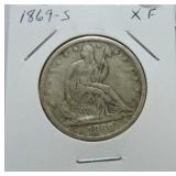 1869-S Liberty Seated half EF