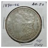 1890-CC Morgan dollar AU50