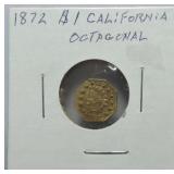 1872 $1 California octagonal gold token