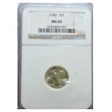 1940 Mercury dime NGC MS65