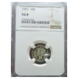 1921 Mercury dime NGC VG8