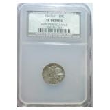 1942/41 Mercury dime NCS XF details, cleaned