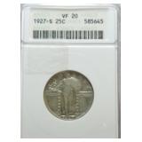 1927-S Standing Liberty quarter ANACS VF20