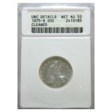 1875-S twenty cent piece ANACS AU50 details,