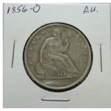 1856-O Liberty seated half AU