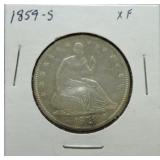 1859-S Liberty seated half XF