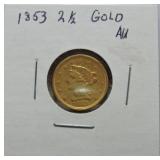 1853 $2 1/2 Coronet gold quarter eagle AU