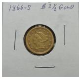 1866-S $2 1/2 Coronet gold quarter eagle